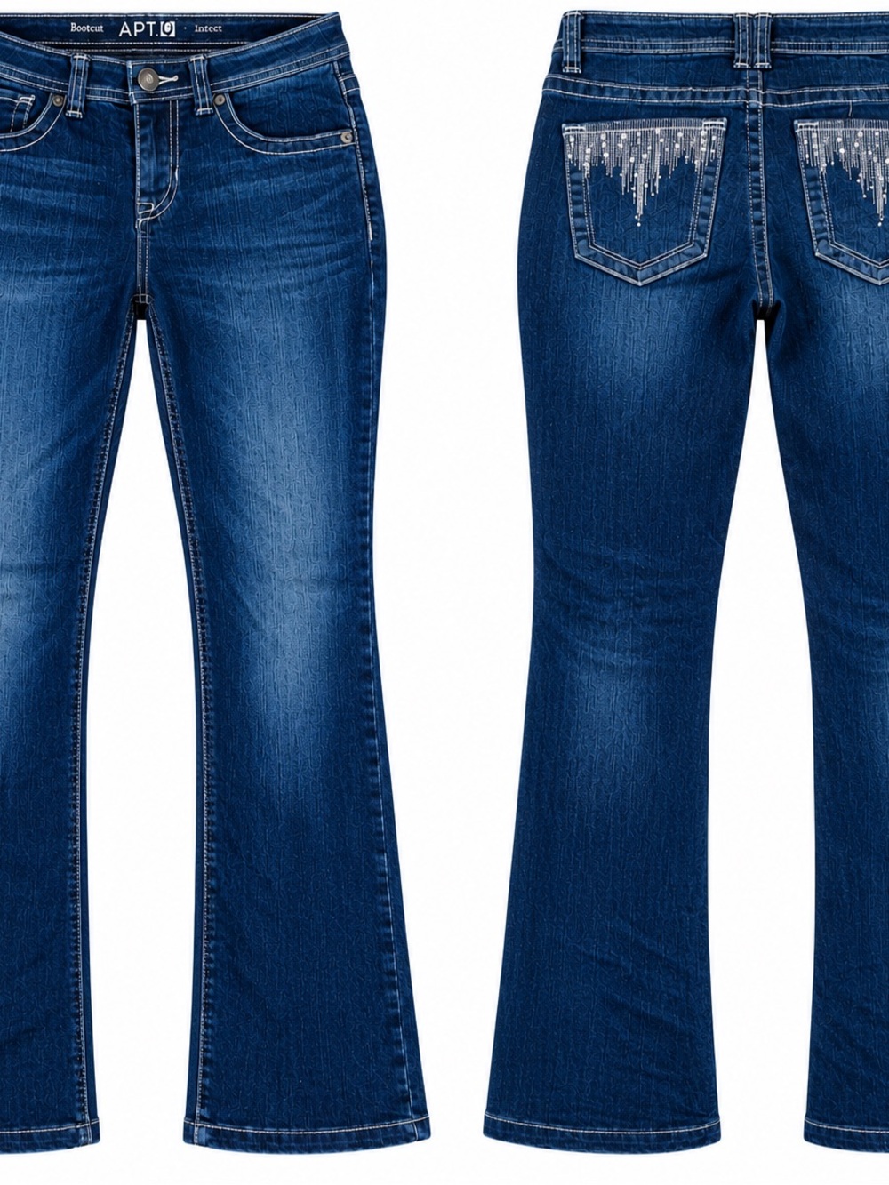 Apt. 9 Dark Blue Boot Cut Jeans with Embellished Back Pockets- Size 4P